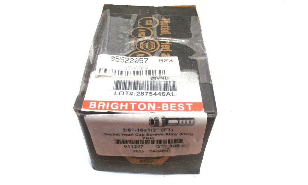 Brighton (011247) 3/8-16 UNC 1/2" OAL 5/16" Hex Socket Cap Screw - Lot of 100