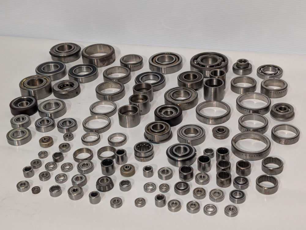Large Lot of Various Ball & Roller Bearings, Inner Rings & Bearing Cups as Shown