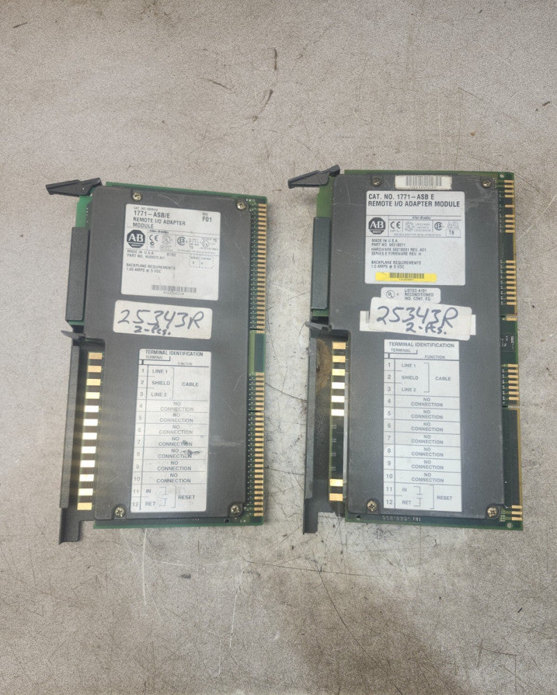USED LOT OF 2 ALLEN BRADLEY REMOTE I/O ADAPTER MODULE 1771-ASB/E
