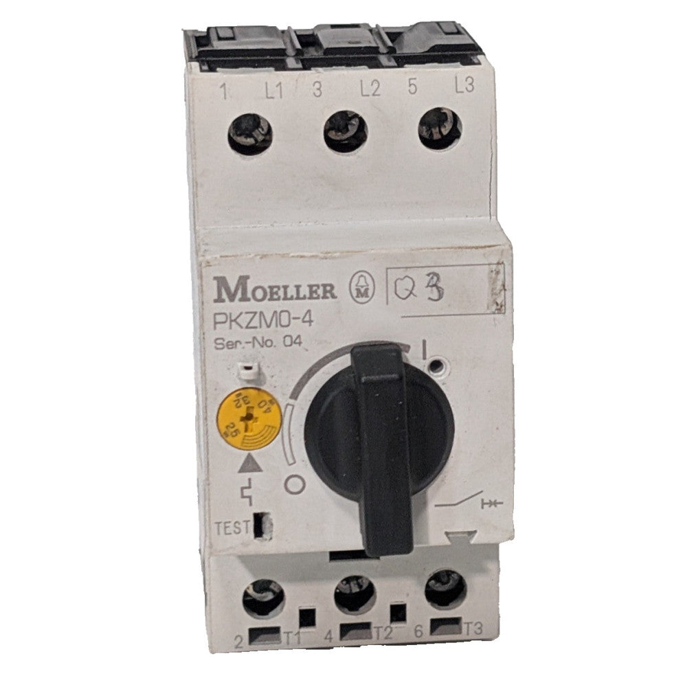 Moeller PKZM0-4, Ser-No. 04, 3-Pole Motor Protector Circuit Breaker, 600 VAC Max