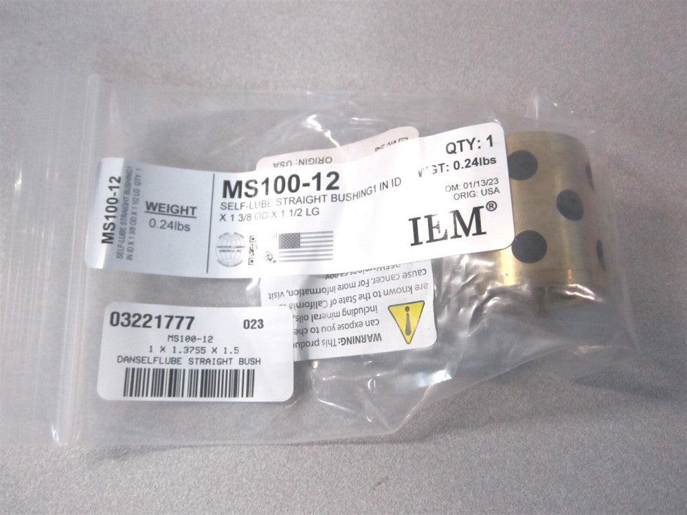Dayton Lamina (MS100-12) 1x1-3/8x1-1/2 Aluminum Bronze Straight Friction Bushing