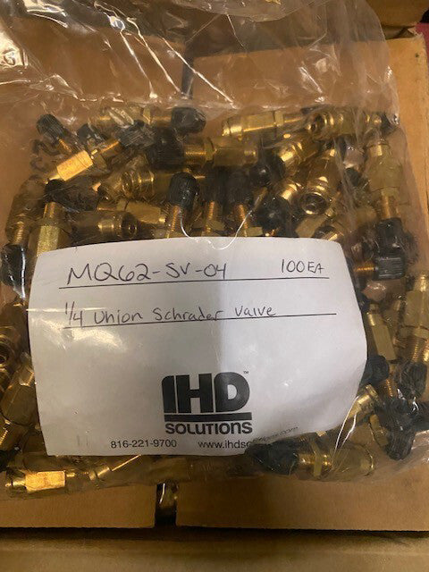 (100 PACK) 1/4" Od Tube Inflation Airline Schrader Valve Push Connect Air Brake