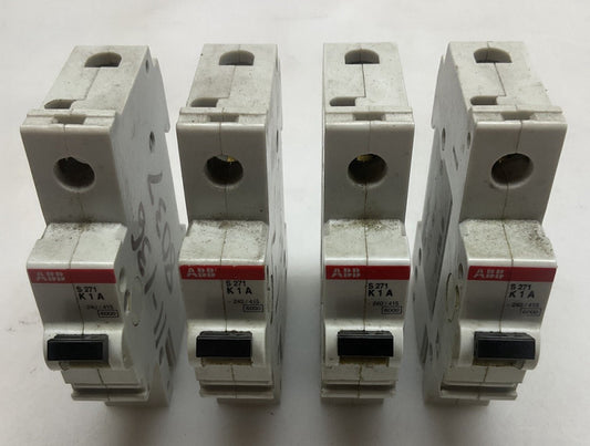 4 Pack ABB S271-K1A Circuit Breaker 1 Amp 480 Volt Plug In Mount