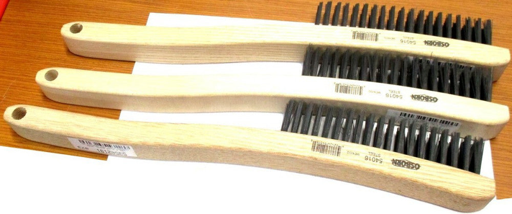 Osborn (54016) 6" Brush x 13-11/16" OAL Wood Handle Steel Scratch Brush - 3 QTY