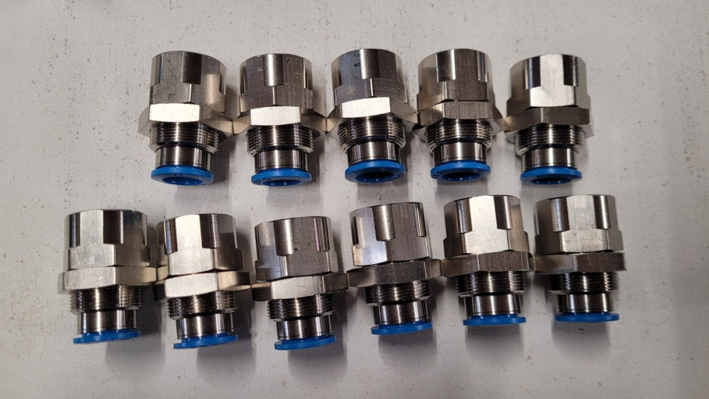Lot of 11 Festo QSSF-1/2-12-B Bulkhead Push in Fittings G1/2x12mm Pneumatic