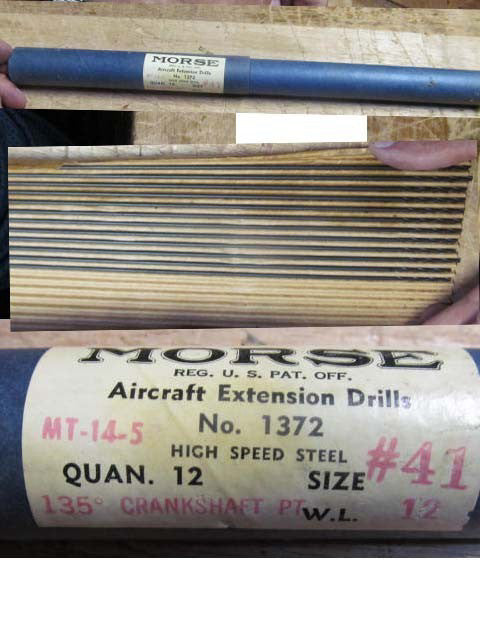 Morse Aircraft Extension Drill Bits pk of 12 12" no.41 No.1372 135 Crankshaft pt