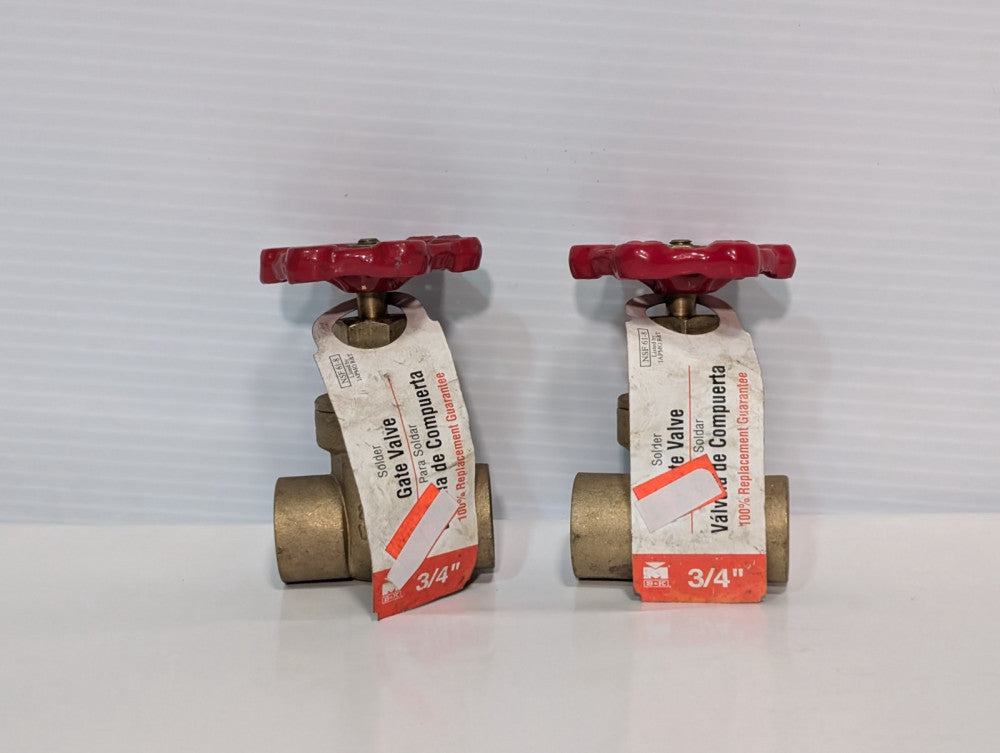 Lot of 2 B&K Mueller NSF618 100454HC Solder Gate Valves 3/4" Water, Oil, or Air