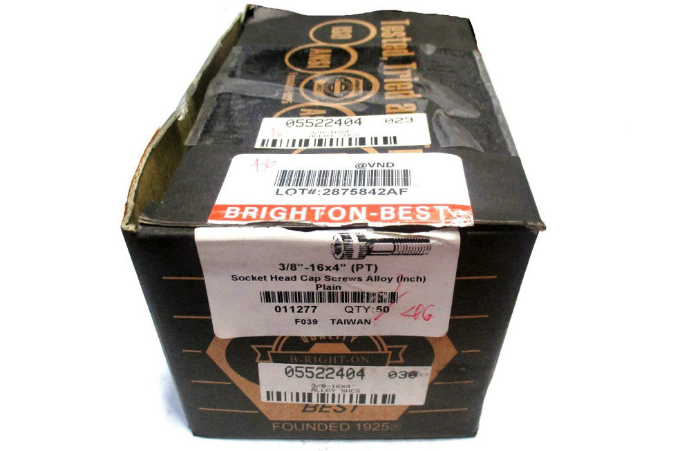 Brighton (011277) 3/8-16 UNC 4" OAL 5/16" Hex Socket Cap Screw - Lot of 46