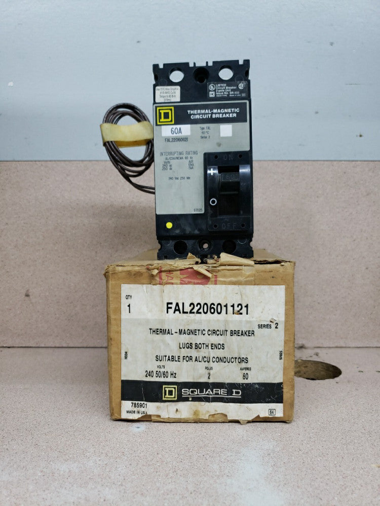 SQUARE D FAL220601121, 60 Amp, 240 Volt, 2 Pole, Circuit Breaker NTO