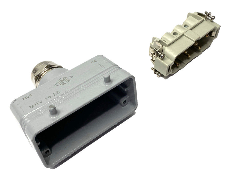 ILME CPM-06 Male Rectangular Insert 6-Pin w/ MHV-16.25 Connector Hood M25 Entry