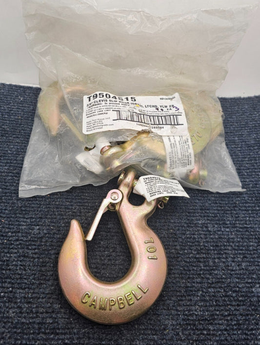 ( QTY 3 ) Campbell T9504515: 3/8" Forged Steel Clevis Slip Hook GR70