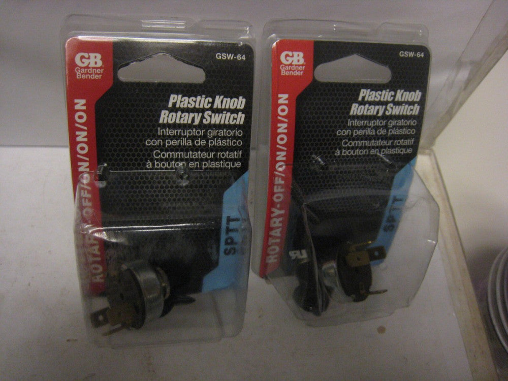 2 yes 2 Gardner Bender  Plastic Knob Rotary Black  Switch GSW-64 SPTT  NEW