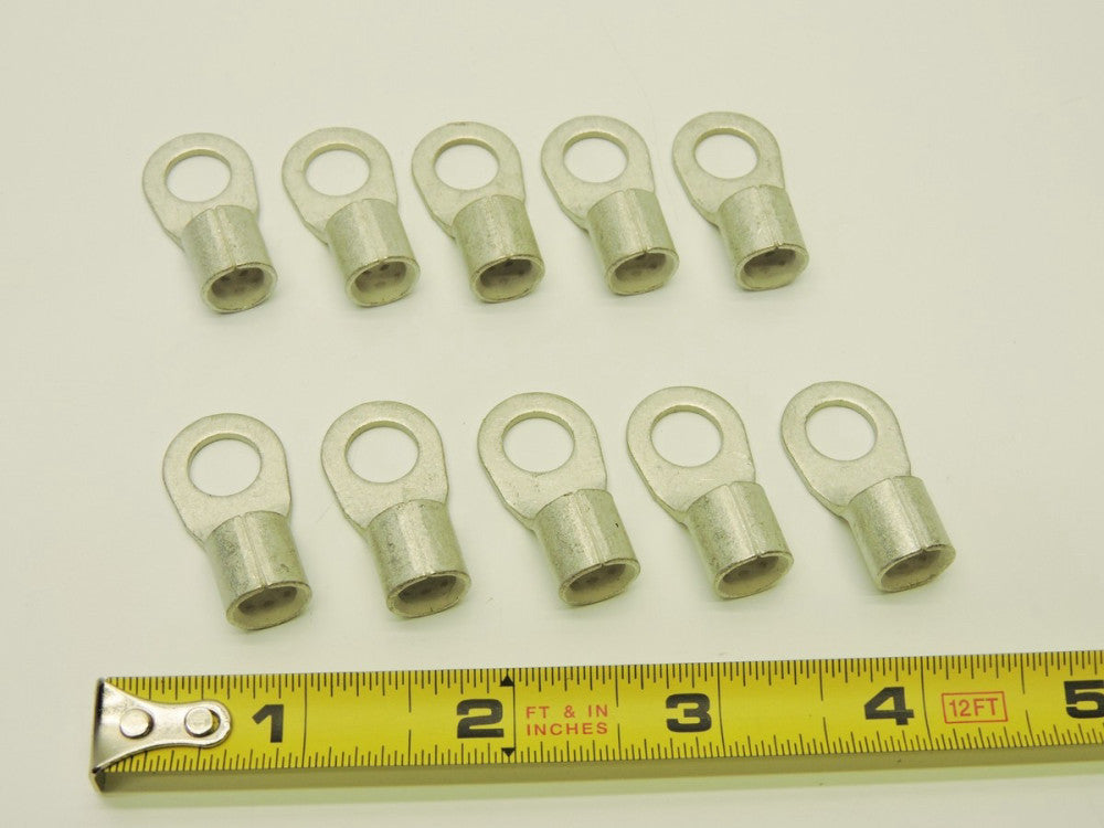 (10 pk) Copper Tinned Lug 1 Gauge 3/8" Hole Battery Cable Connector Terminal