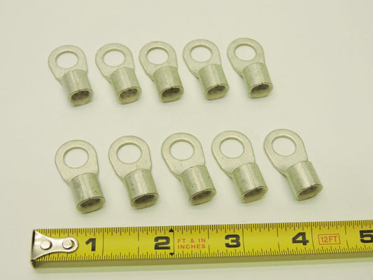(10 pk) Copper Tinned Lug 1 Gauge 3/8" Hole Battery Cable Connector Terminal