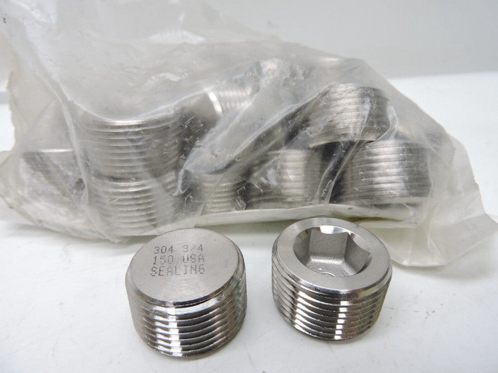 (28) Hex Socket Plug 304 Stainless Steel, 3/4 in Fitting Size Male NPT Class 150