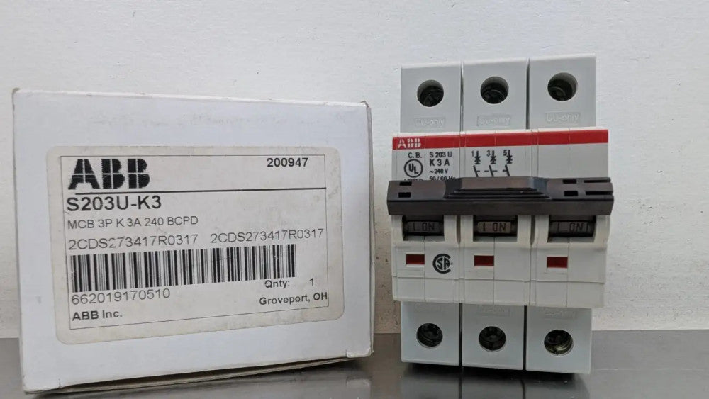 ABB S203U-K3 Miniature Circuit Breaker 3-Pole 240VAC 3A