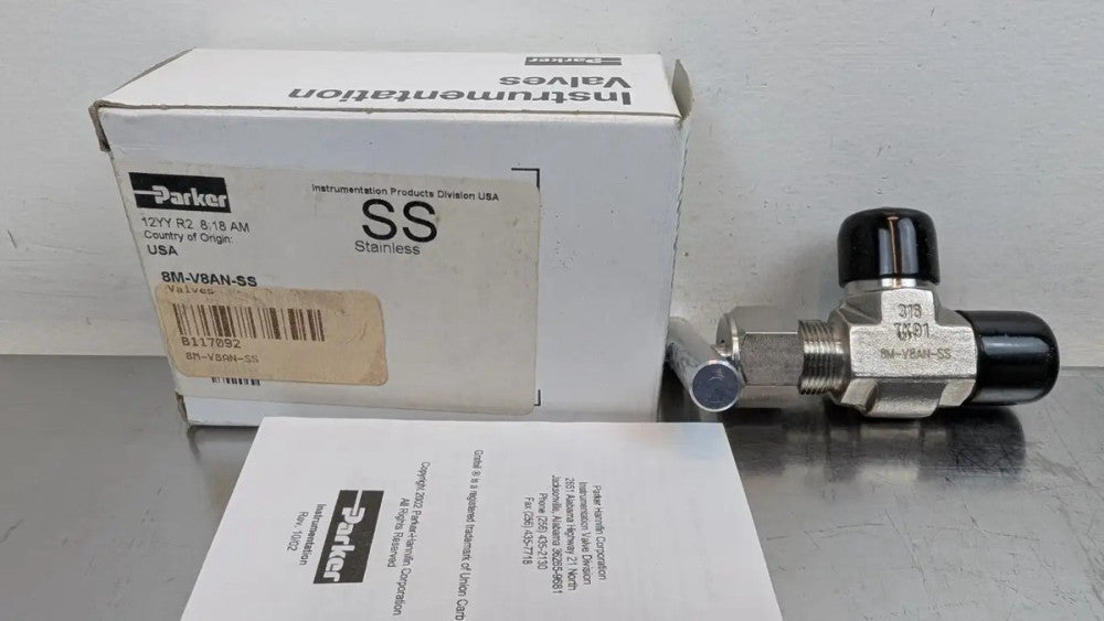 Parker 8M-V8AN-SS Stainless Steel Needle Valve 1/2" 5000 PSI