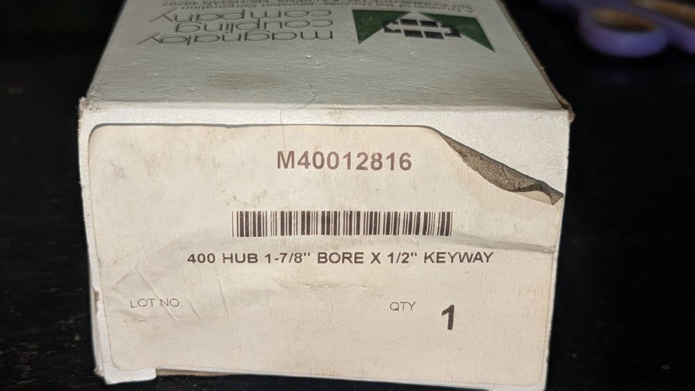 Magnaloy M40012816 Coupler 400 Hub 1-7/8" Bore x 1/2" Keyway NIB