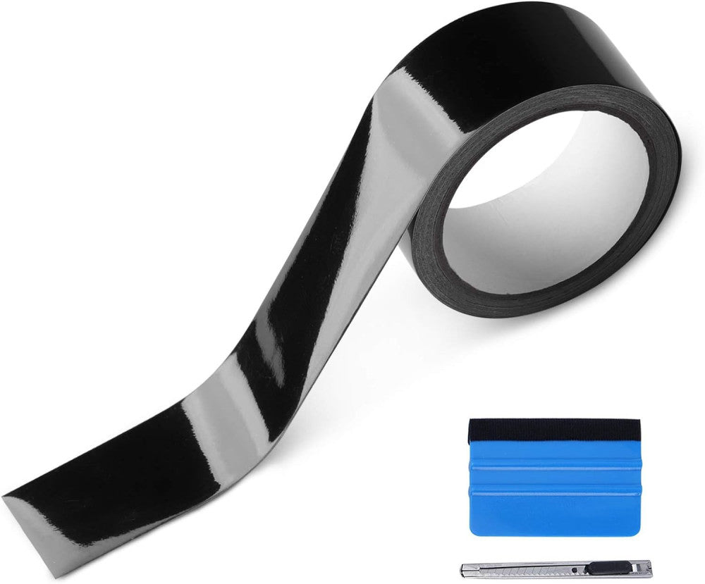 2" x 30 Ft High Gloss Vinyl Tape for Black Out Chrome Delete Window Trim 