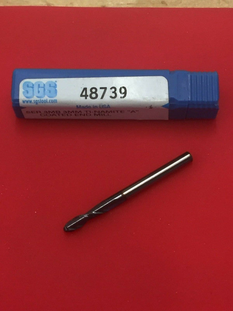 NEW SGS 48739 3mm Solid Carbide End Mill 2 Flute Ball End AlTiN Coated
