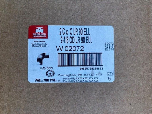 (5 PACK) Mueller W02072 WE-500L 90° Elbow Long Radius Solder Joint