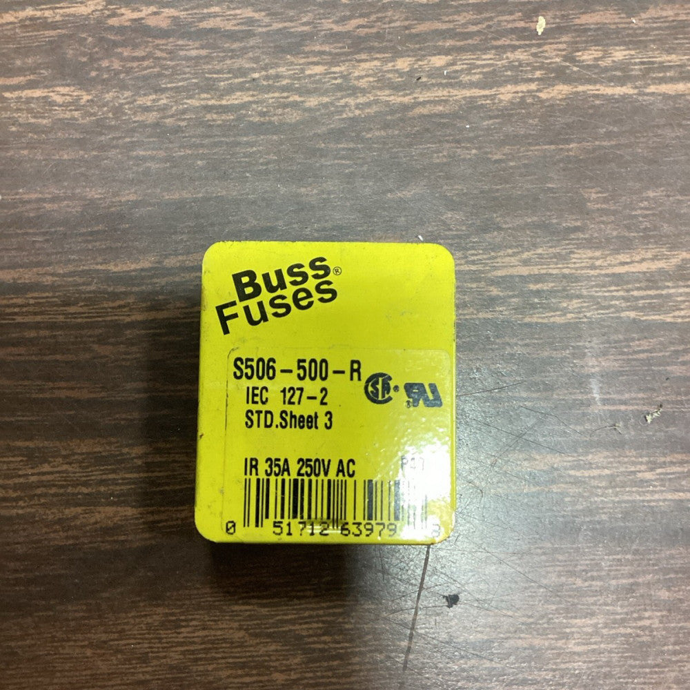 Cooper Bussmann Buss Fuse, S506-500-R S506, 500 mA, Pack Of 3