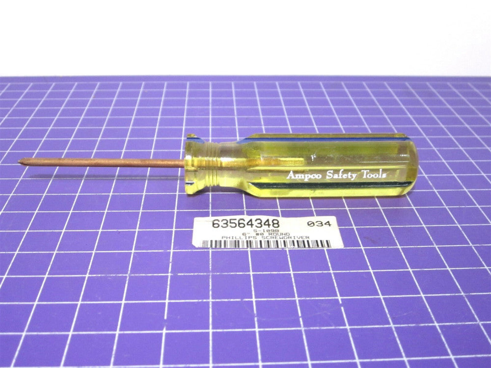 Ampco (S-1098) #0 Non-Sparking Phillips Screwdriver 6" OAL