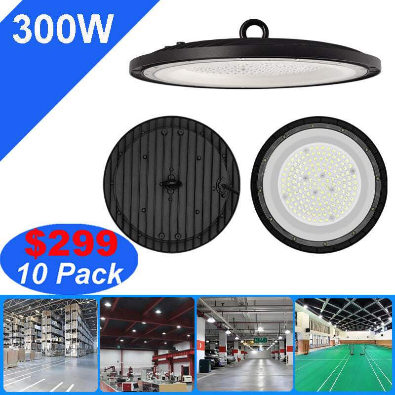 10Pack 300 Watt UFO LED High Bay Light Shop Lights Warehouse Gym Industrial Lamp