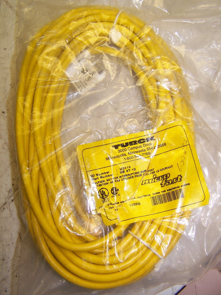 New Turck Female Micro Fast Cordset 250 V 4 Amps 3 Pin  KB ST-10 / U2415