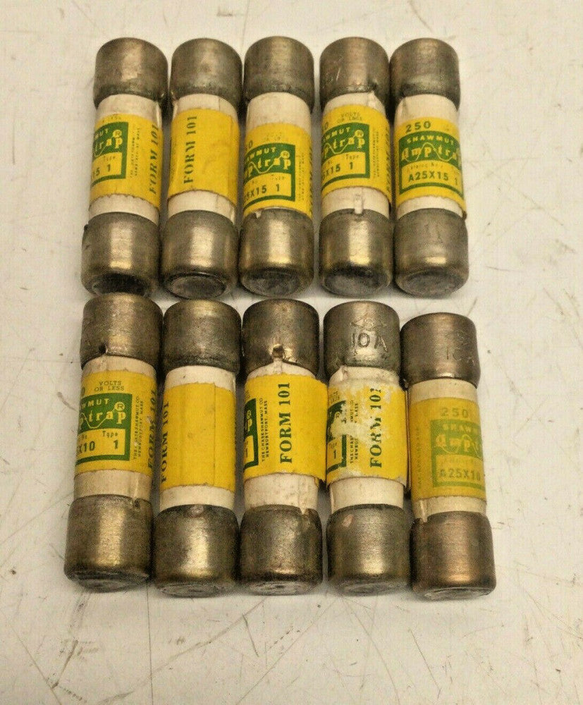 Shawmut Amp-Trap A25X15-A25X10 Assorted Lot  (5-15 Amp 5-10 Amp)(LOT of 10)