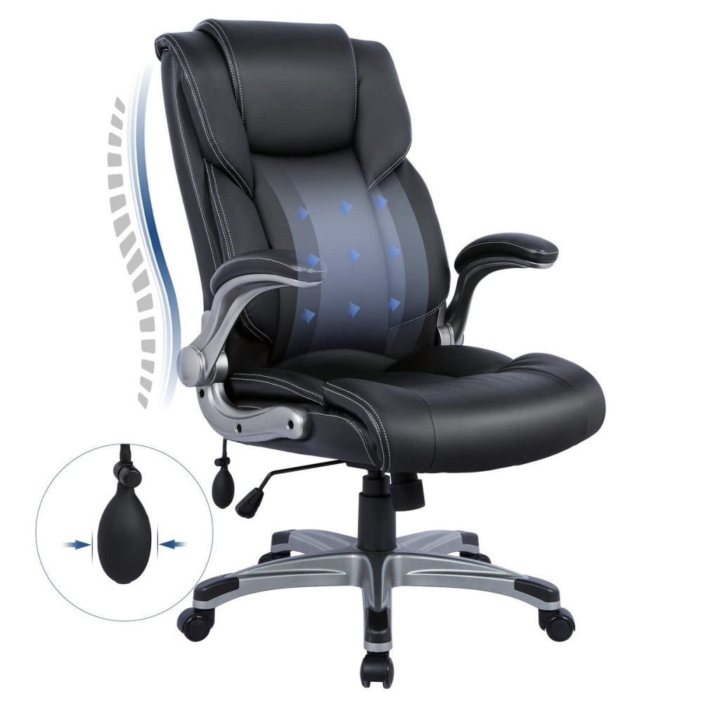 High Back Executive Office Chair- Ergonomic Home Computer Desk Leather Chair ...