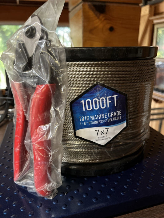1000FT Stainless Steel Cable Kit for Deck Railing, 1/8 inch T316 Aircraft Cab...