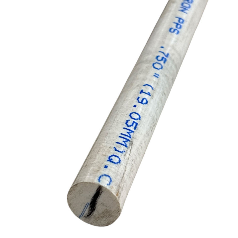 0.750 (3/4 inch) x 29 inches, PPS (Polyphenylene Sulfide) Round Rod