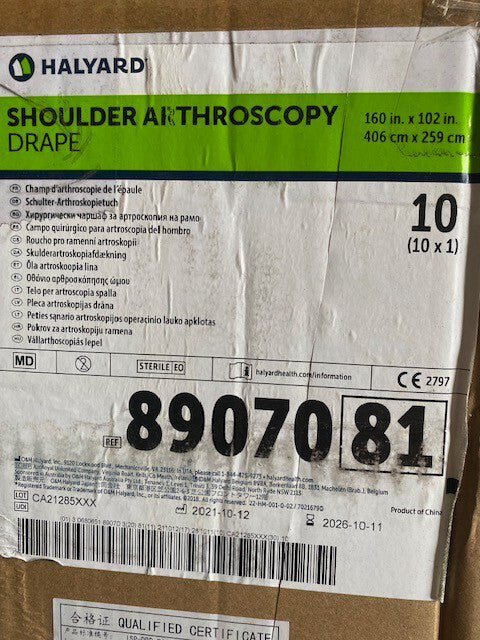 (CASE OF 10) Halyard 89070 Arthroscopy Shoulder Drape, EXP 10/2026