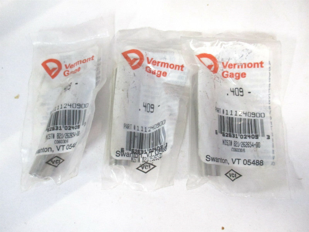 Vermont Gage (111240900) 0.409" Diam Class ZZ Minus Plug & Pin Gage - Lot of 3
