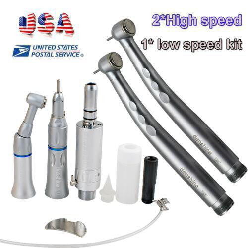 2pcs High Speed Handpiece Push Button + 1 low Speed Handpiece kit 2 Holes USA