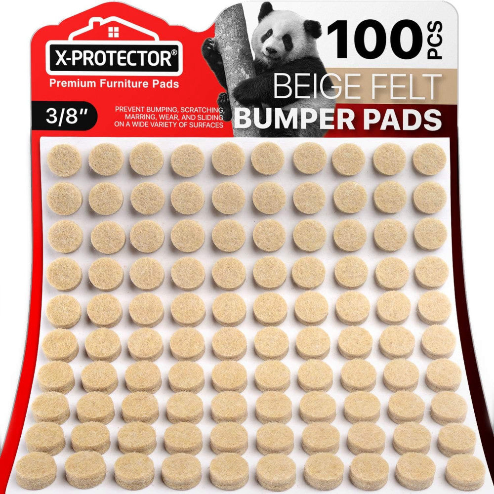 Cabinet Door Bumpers X-Protector 100 PCS – Small 100 Beige (Felt), 