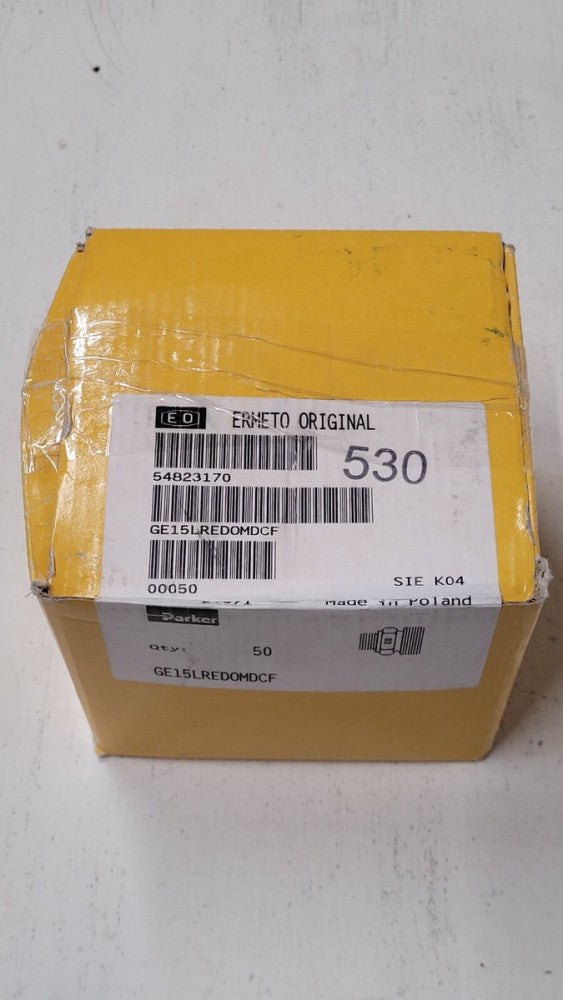 Box of 50 Parker / Ermeto GE15LREDOMDCF DIN G 1/2" BSP Straight Male Adapters
