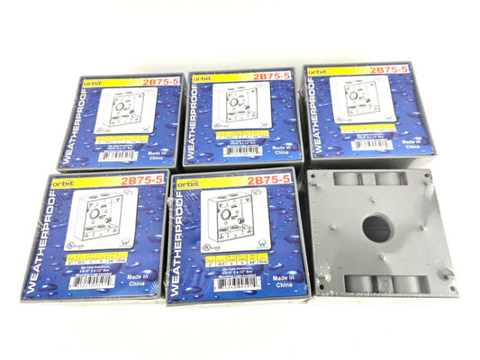 6pcs Orbit 2B75-5  2-Gang Weatherproof Box Five 0.75 Inch Hubs 2 Inch Deep