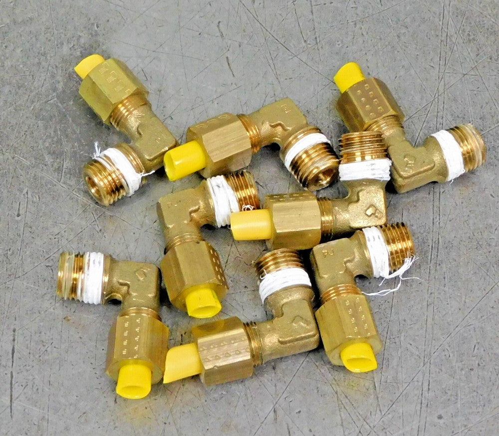Legris 90° Brass Compression Elbow 1/4" Tube Fitting 1/4" NPT Threads  Lot of 8