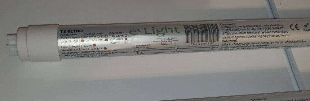 Lot of 4 T8 Retro LED Tube Lights 4FT 2 Pin 120V 16 Watt 4 Foot 4200K~4700K