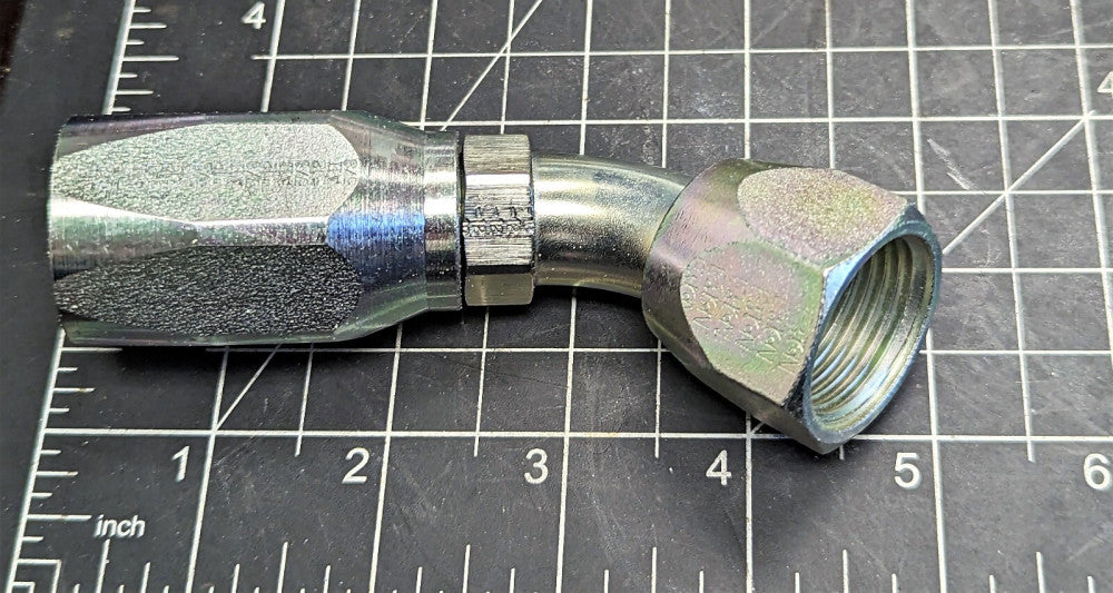 Tube To Hose 45° Swivel Elbow ¾” Hose To #12 JIC 37° Female Field Ready [H2S5]