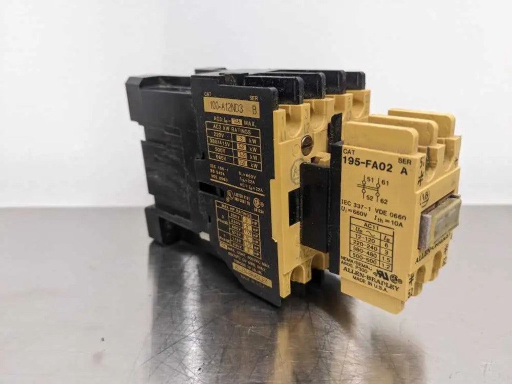 Allen-Bradley 100-A12ND3 and 195-FA02 Contactor and Overload Relay 1/2, 2, 3, 7.