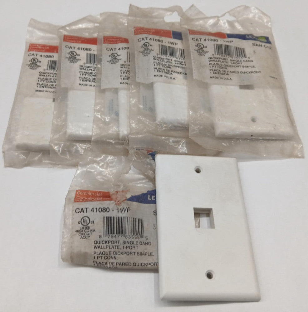 LEVITON QUICKPORT SINGLE GANG WALL PLATE 1 PORT 41080-1WP SAN C12    LOT OF 6