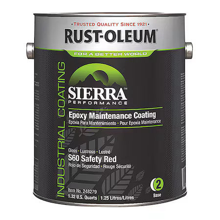 Rust-Oleum 248279 Epoxy Paint Base, Safety Red, Gloss, 1 Gal, 230 To 340 Sq