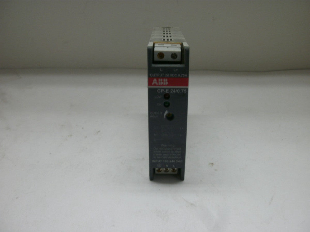 ABB CP-E 24/0.75 SWITCH MODE POWER SUPPLY INPUT L,N:100-240VAC/47-63Hz OUT 24VDC