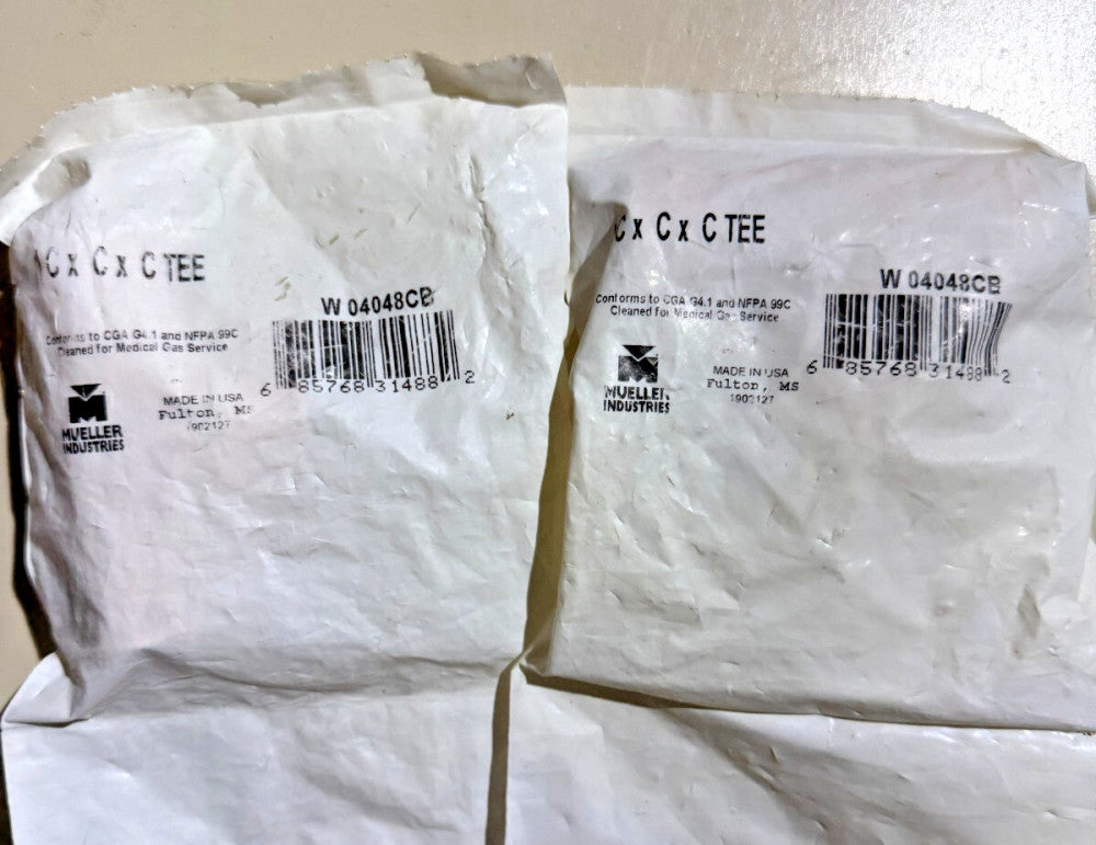 (Lot of 2) 1-Pack Mueller W 04048CB 1 C x C x C Copper Tee Pipe Fitting