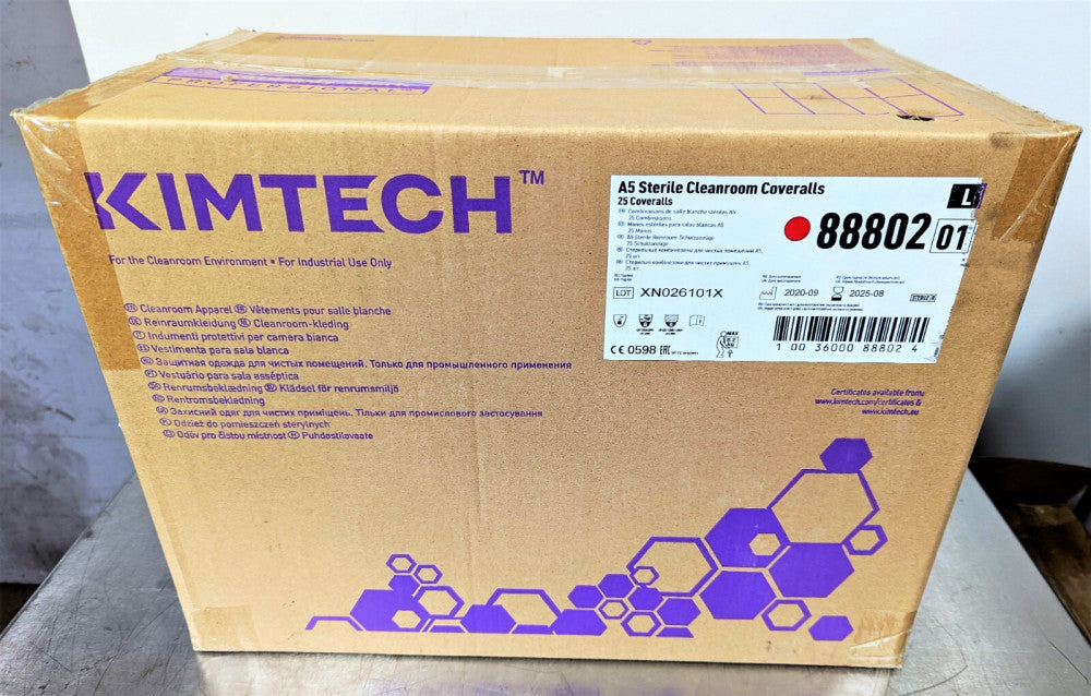 (25) Kimberly Clark Kimtech A5 Cleanroom Sterile Coveralls 88802 L VACUUM PACKED
