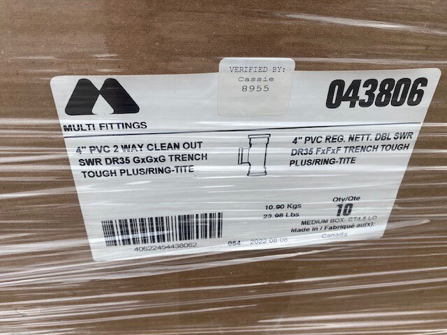 10 PACK 043806 4" PVC 2 WAY CLEAN OUT SWR DR35 GxGxG TRENCH TOUGH PLUS/RING-TITE