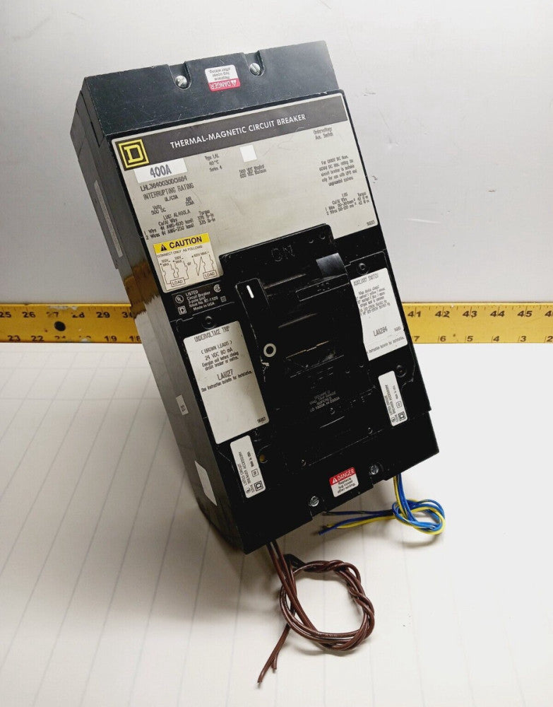 SQUARE D 400 AMP CIRCUIT BREAKER 500/600 VDC 3 POLE W/ AUX  LHL3640030DC1684